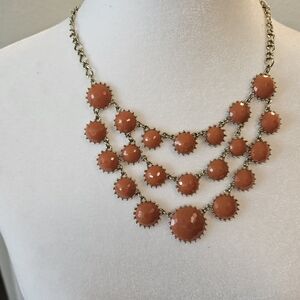 Chic Gold and Orange Beaded Necklace